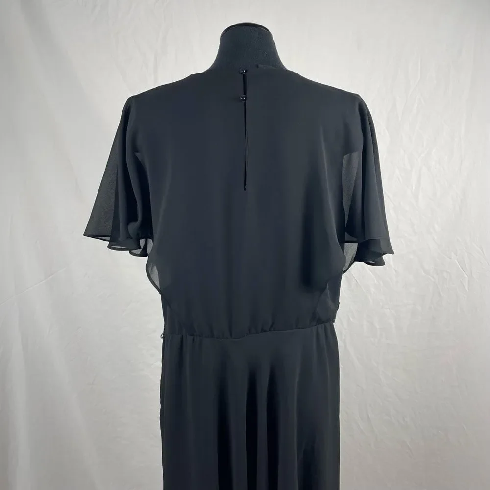 Ursula Of Switzerland Black Flowy Evening Midi Dress - Women’s‎ 14